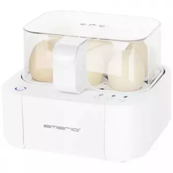 Munankeitin Emerio EB-115560.12 — kapasiteetti 6 munaa, valkoinen kotelo, merkkivalo, paino 1,01 kg