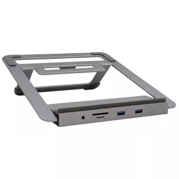 Kannettavan tietokoneen teline EXSYS EX-1223HM hopea USB 3.2 Gen 1 100W
