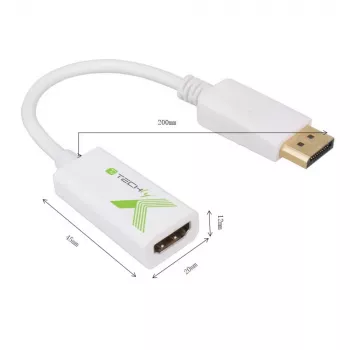 Techly IADAP DP-HDMIFP videokaapeliadapteri 0,2 m DisplayPort HDMI valkoinen