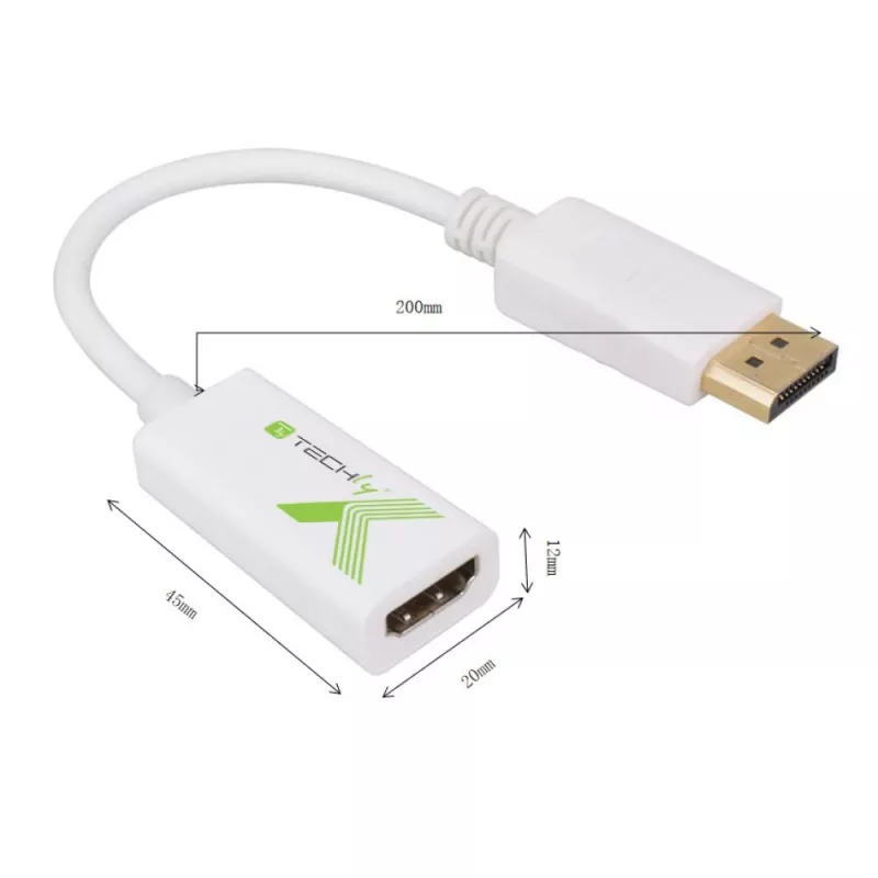 Techly IADAP DP-HDMIFP videokaapeliadapteri 0,2 m DisplayPort HDMI valkoinen
