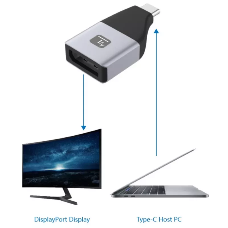 Techly IADAP USBC-DP4K USB-näytönohjainadapteri 3840 x 2160 pikseliä musta, hopea