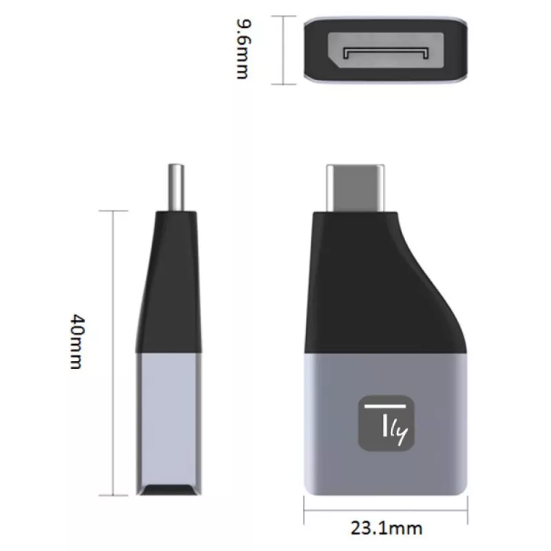 Techly IADAP USBC-DP4K USB-näytönohjainadapteri 3840 x 2160 pikseliä musta, hopea