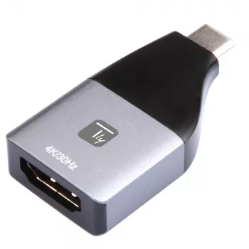 Techly IADAP USBC-HDMI4K USB-näytönohjainadapteri 4096 x 2160 pikseliä musta, hopea