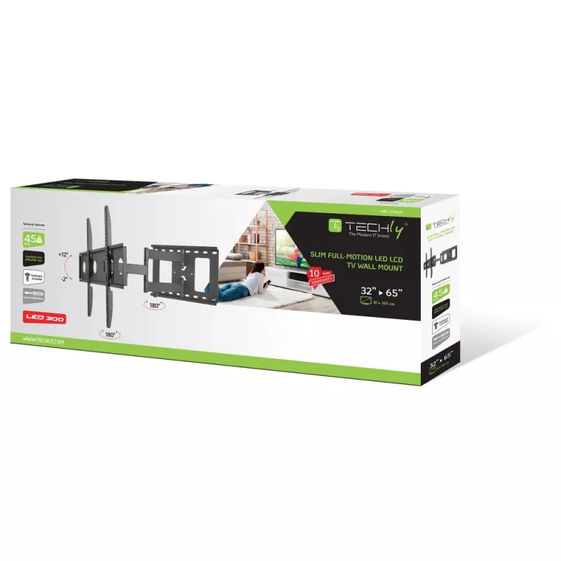 Techly ICA-PLB 148L TV-seinäteline 165,1 cm (65 tuumaa) musta
