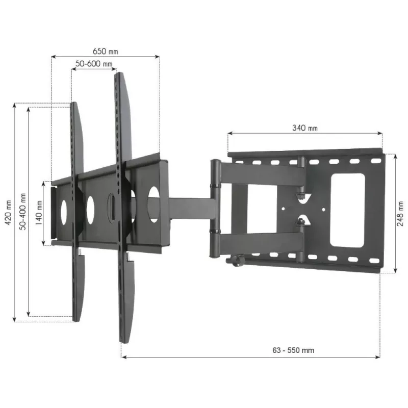 Techly ICA-PLB 148L TV-seinäteline 165,1 cm (65 tuumaa) musta