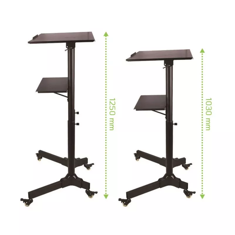 Techly ICA-TB TPM-1BK yleismallinen kannettavan/projektorin teline pyörillä, 103-125 cm, musta