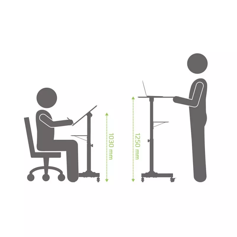 Techly ICA-TB TPM-1BK yleismallinen kannettavan/projektorin teline pyörillä, 103-125 cm, musta