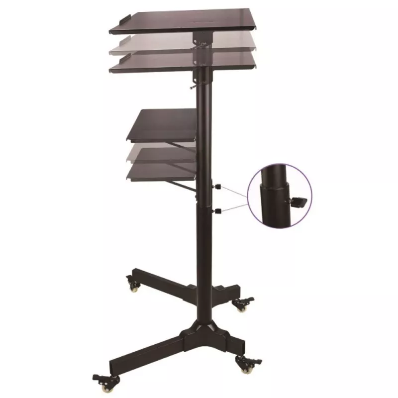 Techly ICA-TB TPM-1BK yleismallinen kannettavan/projektorin teline pyörillä, 103-125 cm, musta