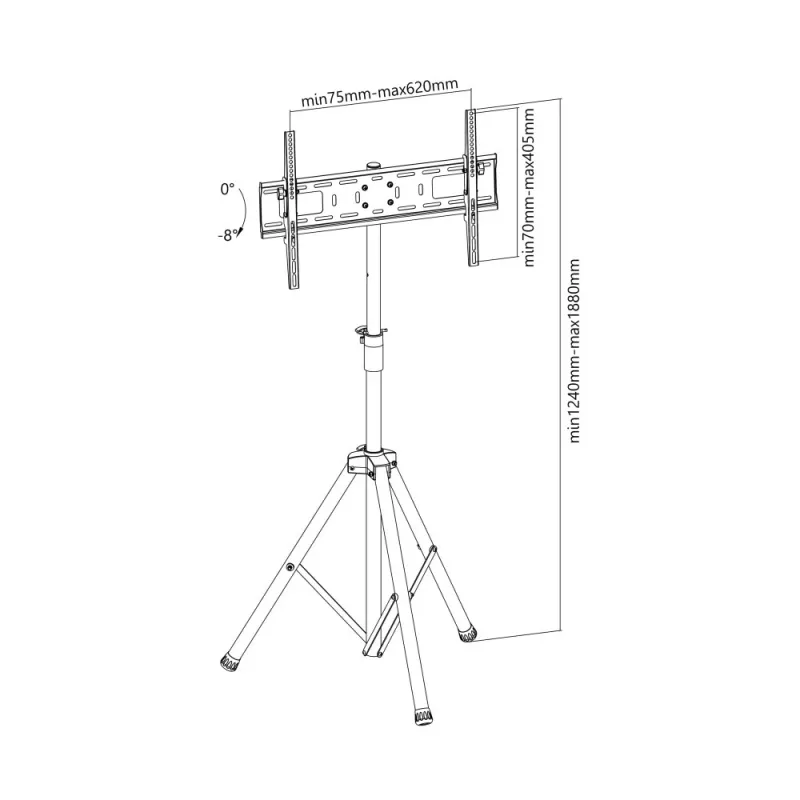 Techly ICA-TR17T kylttikiinnitteinen näyttöteline 177,8 cm (70 inch) musta