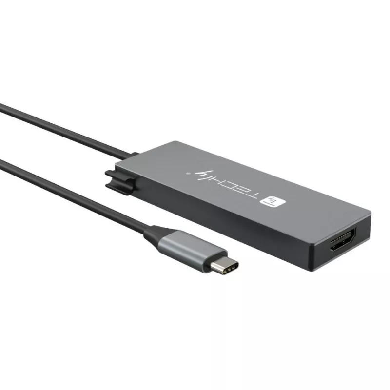 Techly IUSB32C-HUB4HPD USB-C-keskitin 4-in-1, USB 3.2 Type-C -telakointiasema, 2x USB-A, 1x USB-C, HDMI