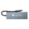 Techly IUSB32C-HUB4HPD USB-C-keskitin 4-in-1, USB 3.2 Type-C -telakointiasema, 2x USB-A, 1x USB-C, HDMI