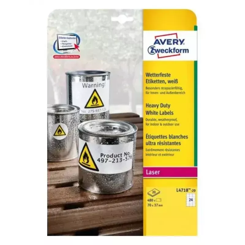 Itseliimautuva tarra tulostimeen Avery L4718-20
