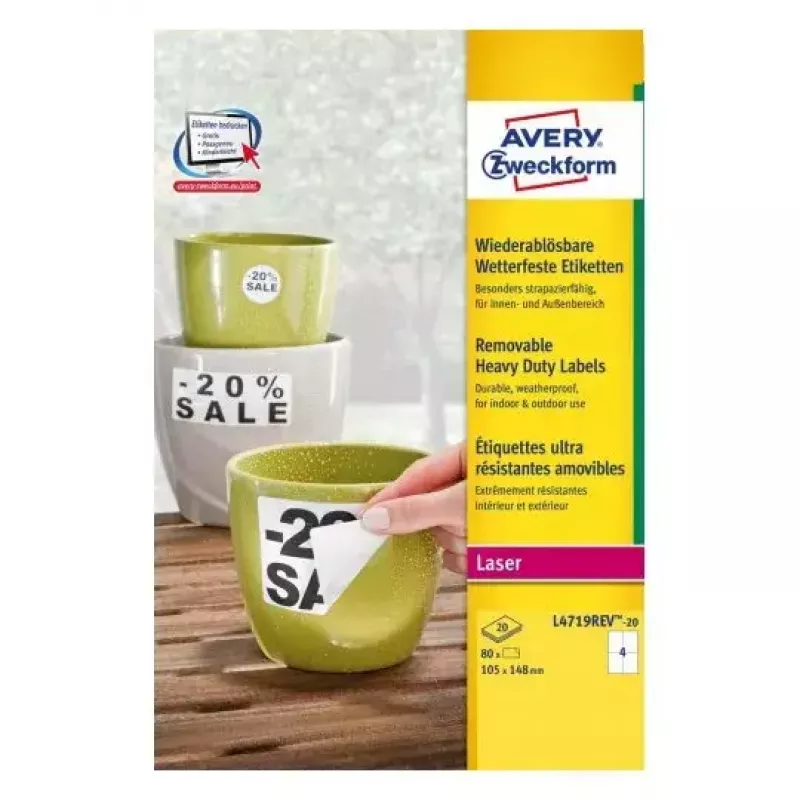 Itseliimautuva tarra tulostimeen Avery L4719REV-20