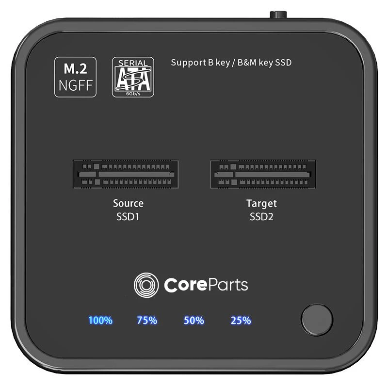 CoreParts MS-CLONER-SATA tallennustelakka USB 3.2 Gen 2 (3.1 Gen 2) Type-C musta