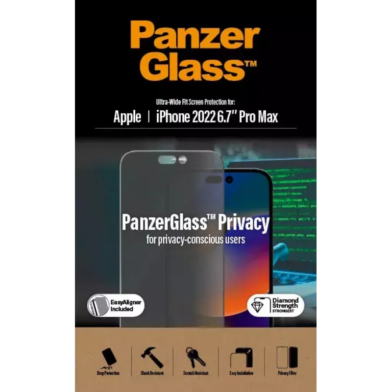 PanzerGlass ® tietosuojanäytönsuoja iPhone 14 Pro Max | Ultra-Wide Fit EasyAlignerilla