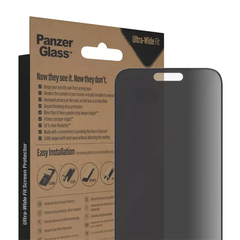 PanzerGlass ® tietosuojanäytönsuoja iPhone 14 Pro Max | Ultra-Wide Fit EasyAlignerilla