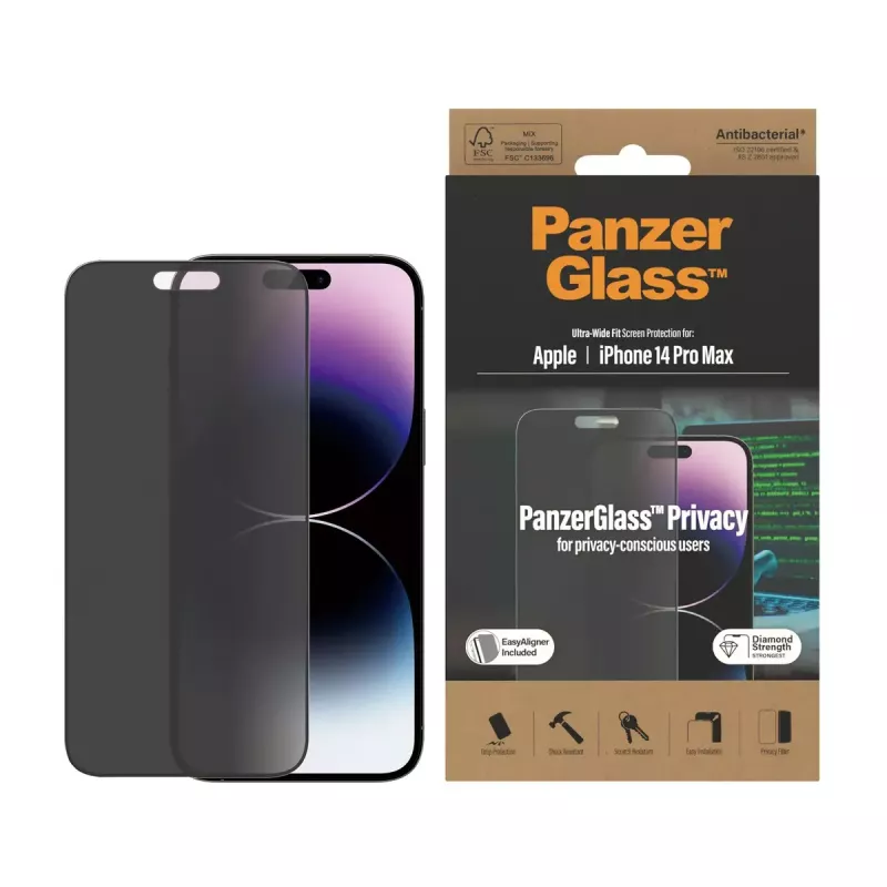 PanzerGlass ® tietosuojanäytönsuoja iPhone 14 Pro Max | Ultra-Wide Fit EasyAlignerilla