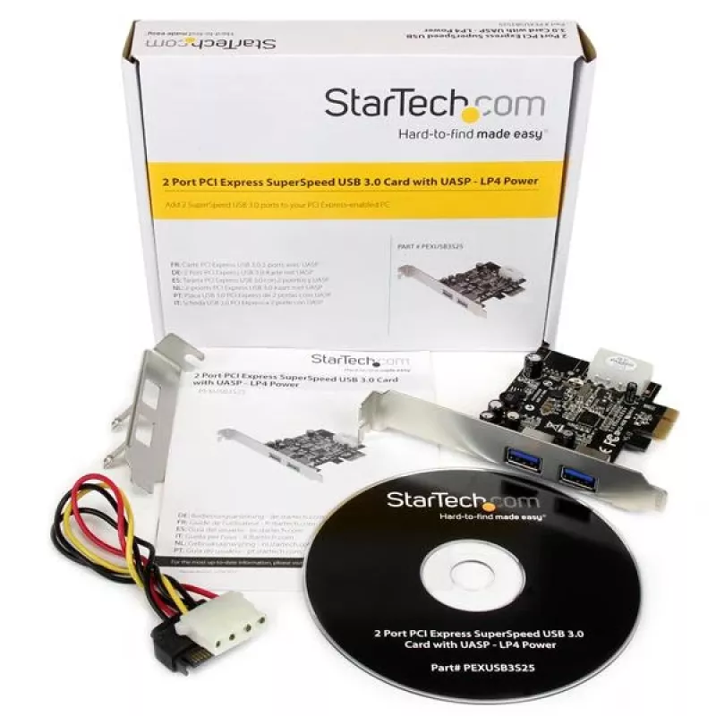 StarTech.com 2-porttinen PCI Express (PCIe) SuperSpeed USB 3.0 -korttisovitin UASP-tuella - LP4-virta