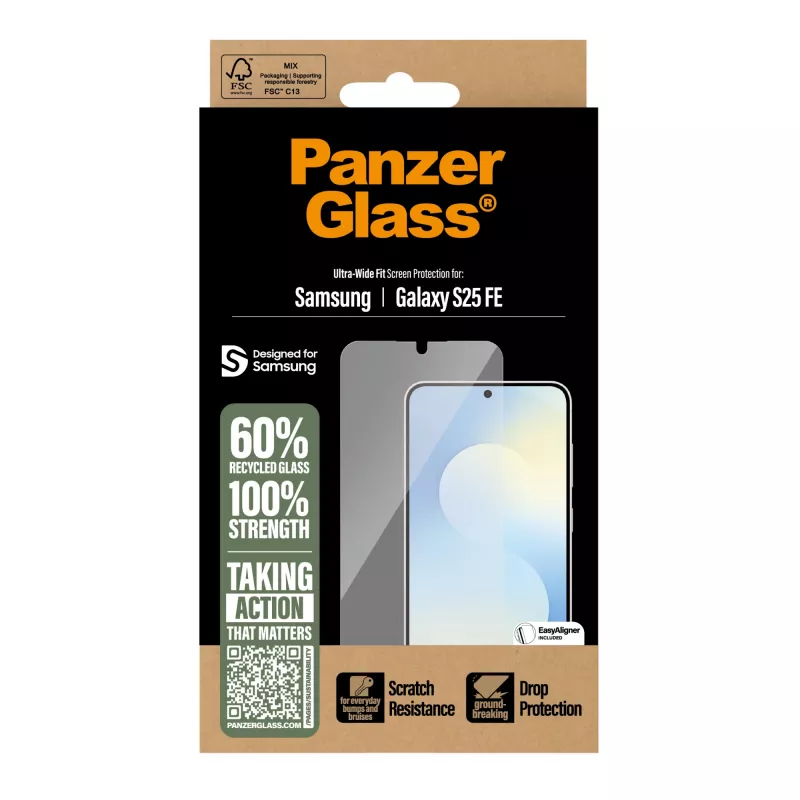 PanzerGlass ® näytönsuojakalvo Samsung Galaxy S25 FE 5G | Ultra-Wide Fit EasyAligner-telineellä