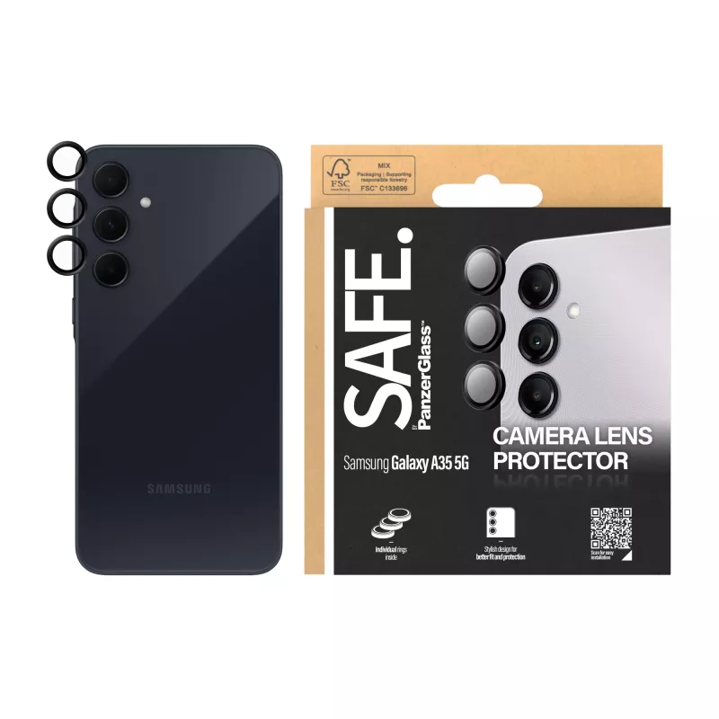 PanzerGlass SAFE. by ® kameran linssinsuoja musta Samsung Galaxy A35 5G