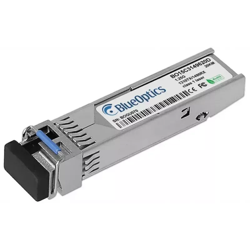 BlueOptics SFP-BXU34-20KM-PA-BO SFP-lähetinvastaanotinmoduuli, yhteensopiva Palo Alto Networks SFP-BXU34-20KM kanssa, 1000BASE-BX-U, LC simplex, yksimuotoinen, TX1310nm/RX1490nm, DDM