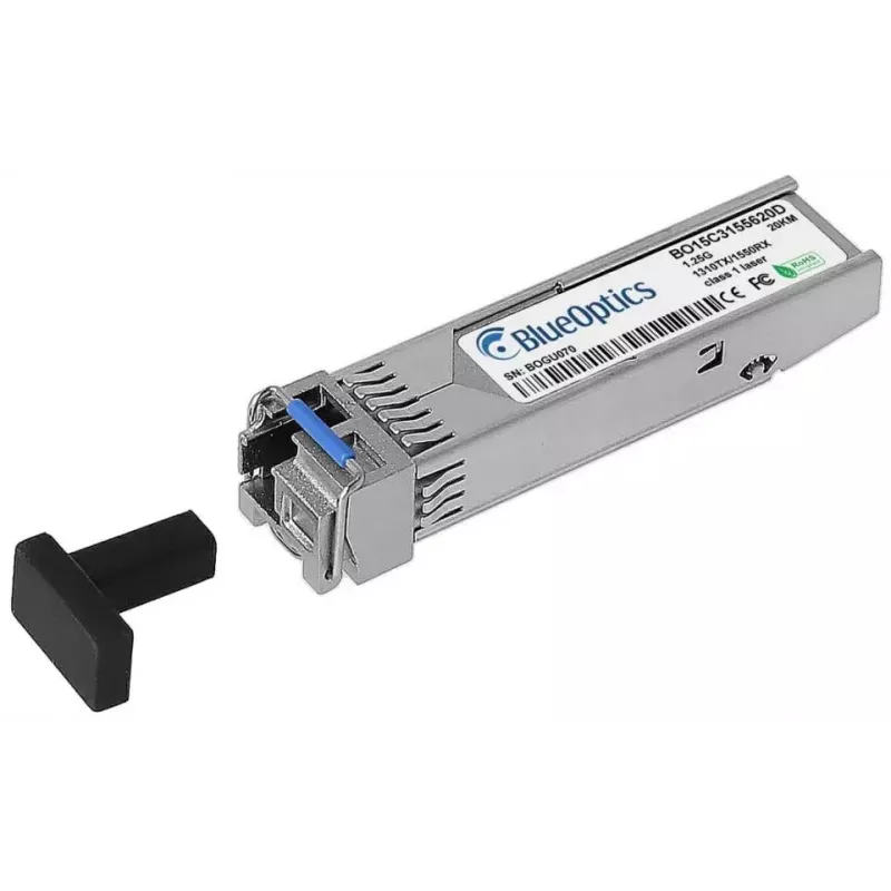 BlueOptics SFP-BXU35-20KM-UQ-BO SFP-lähetinvastaanotin, yhteensopiva Ubiquiti Networks SFP-BXU35-20KM:n kanssa, 1000BASE-BX-U, LC simplex, yksimuotoinen, TX1310nm/RX1550nm, 20 km, DDM