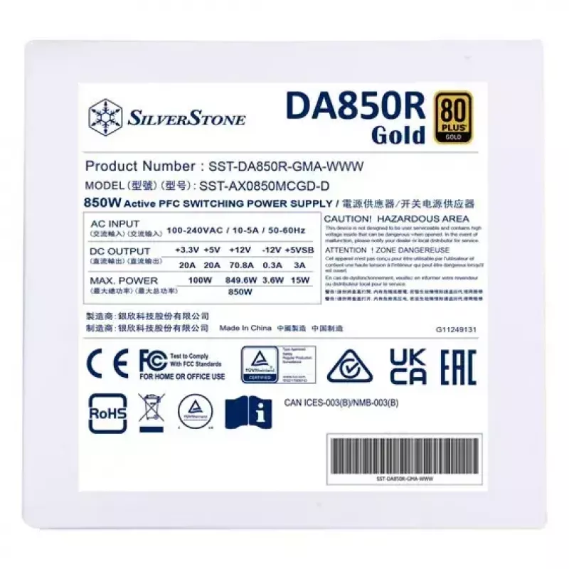 Virtalähde Silverstone DA850R 850 W