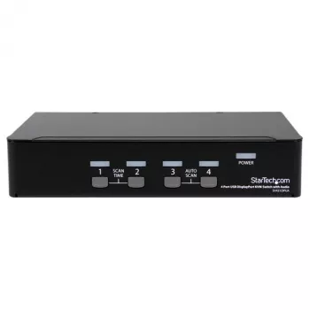 StarTech.com 4-porttinen USB DisplayPort KVM-kytkin audiotuella, 3840 x 2400 pikseliä, musta