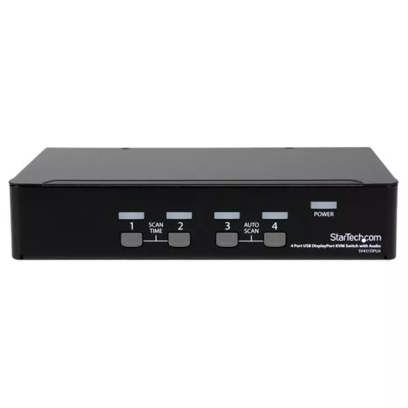 StarTech.com 4-porttinen USB DisplayPort KVM-kytkin audiotuella, 3840 x 2400 pikseliä, musta