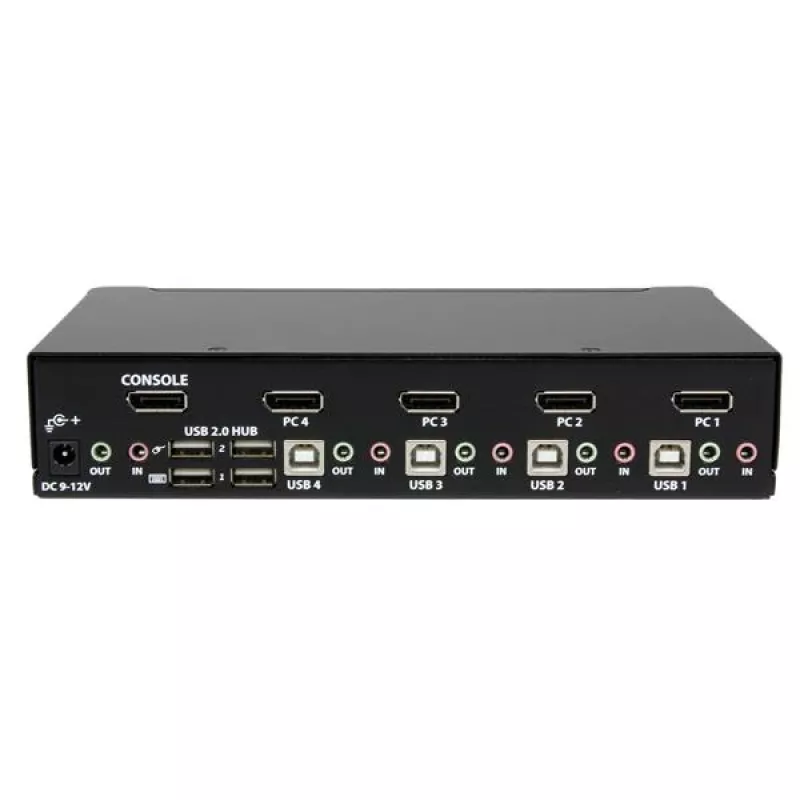 StarTech.com 4-porttinen USB DisplayPort KVM-kytkin audiotuella, 3840 x 2400 pikseliä, musta