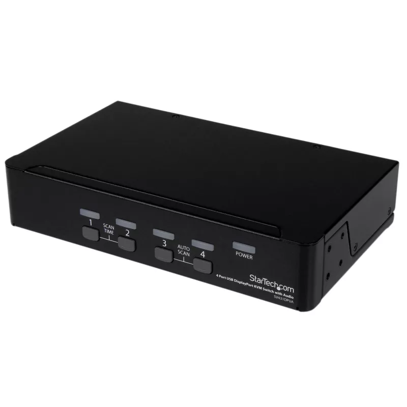 StarTech.com 4-porttinen USB DisplayPort KVM-kytkin audiotuella, 3840 x 2400 pikseliä, musta