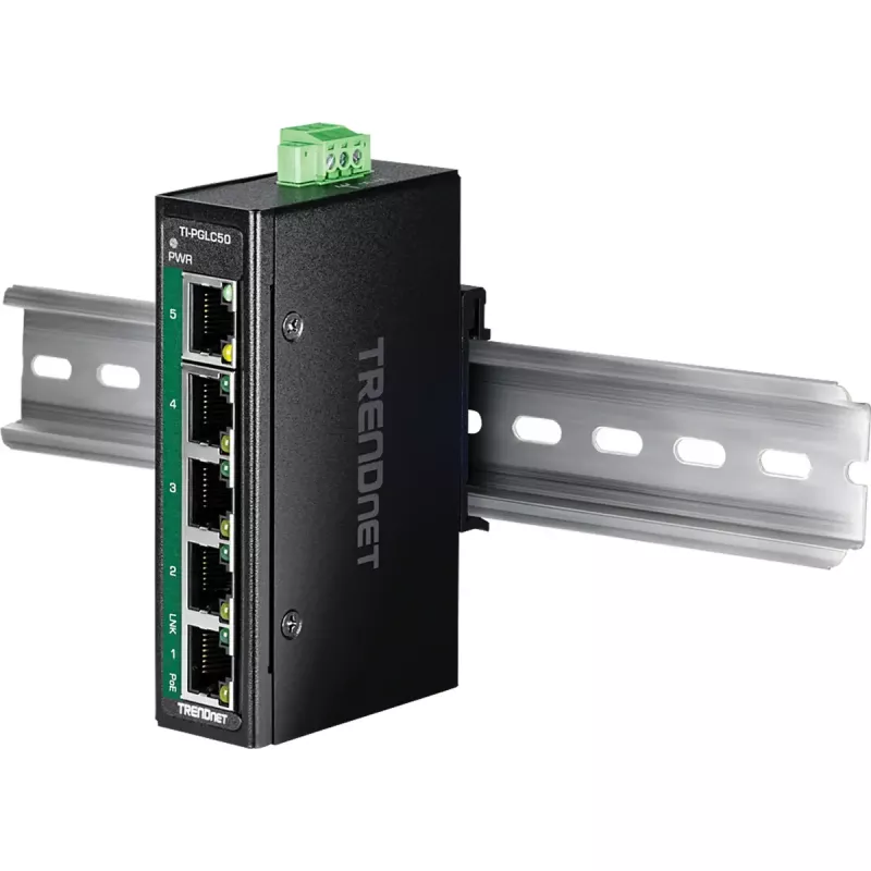 TRENDnet TI-PGLC50 Industrial hallitsematon 5-porttinen Gigabit Ethernet PoE+ -kytkin