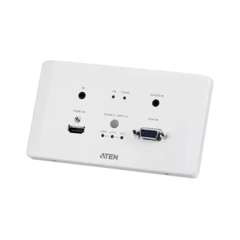 ATEN HDMI & VGA HDBaseT -lähetin EU-seinälevyllä / PoH (4K@100m) (HDBaseT Class A)