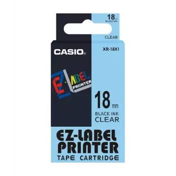 Merkintänauha Casio XR-18X1 musta läpinäkyvällä