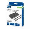 ACT USB-C 4K MST -telakka 2 HDMI-näytölle, Ethernet, USB-C, 3x USB-A, PD-läpivienti ja 1 metrin irrotettava liitäntäkaapeli
