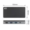ACT USB-C 4K MST -telakka 2 HDMI-näytölle, Ethernet, USB-C, 3x USB-A, PD-läpivienti ja 1 metrin irrotettava liitäntäkaapeli