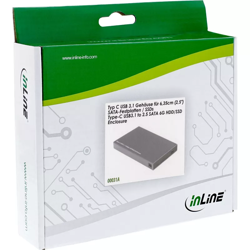 InLine ulkoinen kotelo 2,5 tuuman USB 3.1, SATA HDD/SSD-levyille, USB-C-liitännällä