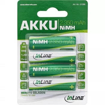InLine NiMH-akku, Mignon (AA), 2350 mAh, käyttövalmis