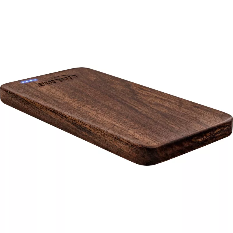 InLine woodplate, USB-virtapankki 5 000mAh, LED-valolla, saksanpähkinäpuu