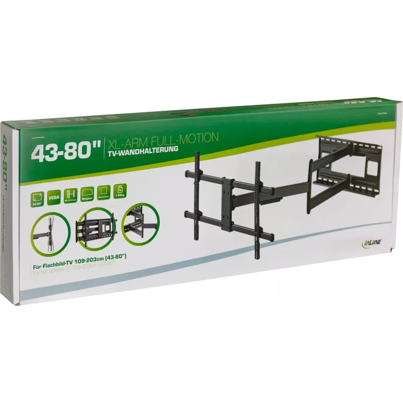 InLine XL-varsi Full-Motion TV-seinäteline, 43 tuuman-80 tuuman taulutelevisiolle, max. 50kg
