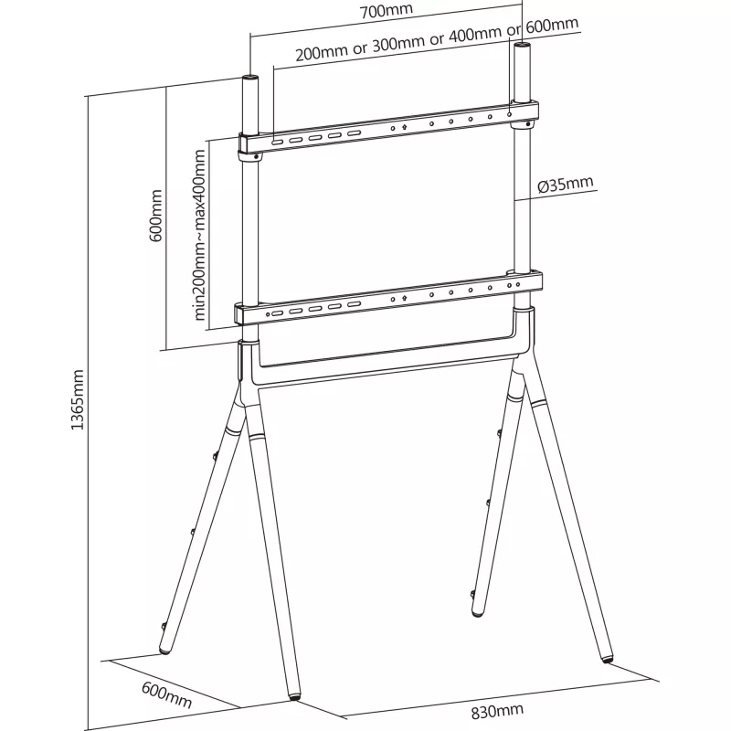 InLine woodstand Studio TV-teline, näytöille 49 tuumaa-70 tuumaa (124-178cm), max. 40kg
