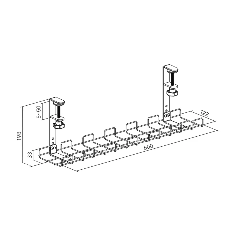InLine 23190H kaapelinhallintaritilä 60 cm pöydänalaiseen asennukseen, valkoinen