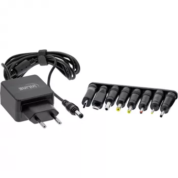 InLine yleisvirtalähde, 5 V / 15 W, 8 vaihtopistokkeella, Micro-USB, USB-C