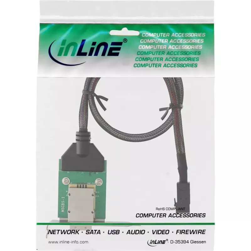 InLine SAS HD matalan profiilin sovitinteline ulk. SFF-8088 / sis. SFF-8643 0,75 m