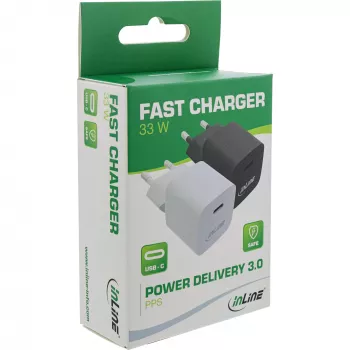 InLine USB-laturi Single USB-C, Power Delivery, PPS, 33W, musta
