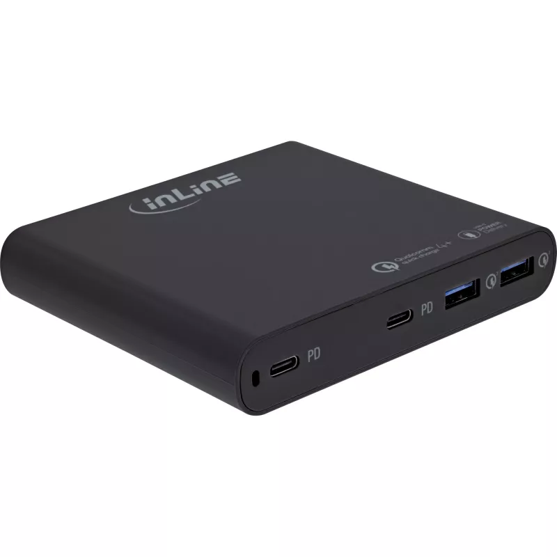 InLine GaN USB-virtalähde, 4-porttinen, 2x USB-C + 2x USB-A, 120 W, musta (31515B)