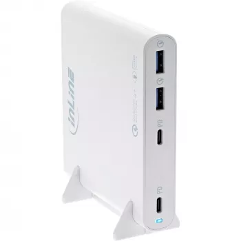 InLine USB-virtalähde, GaN-laturi, 4-fach, 2x USB-C + 2x USB-A, 120W, valkoinen