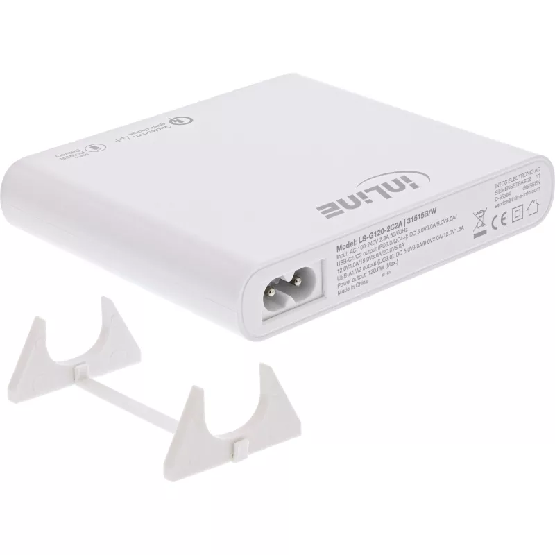 InLine USB-virtalähde, GaN-laturi, 4-fach, 2x USB-C + 2x USB-A, 120W, valkoinen