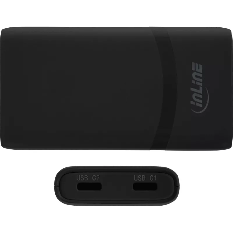 USB-virtalähde laturi InLine 31519B Dual USB-C 65W verkkosovitin kahdella USB-C-liitännällä