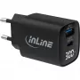 InLine USB PD -virtalähde, GaN-laturi, 2 porttia, USB-C + USB-A, 30W, näytöllä